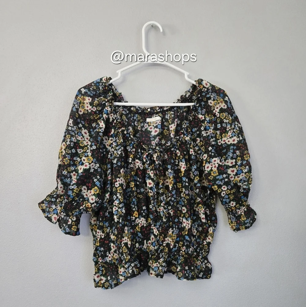 MOTHER The Dollface Cotton Floral Smocked Top